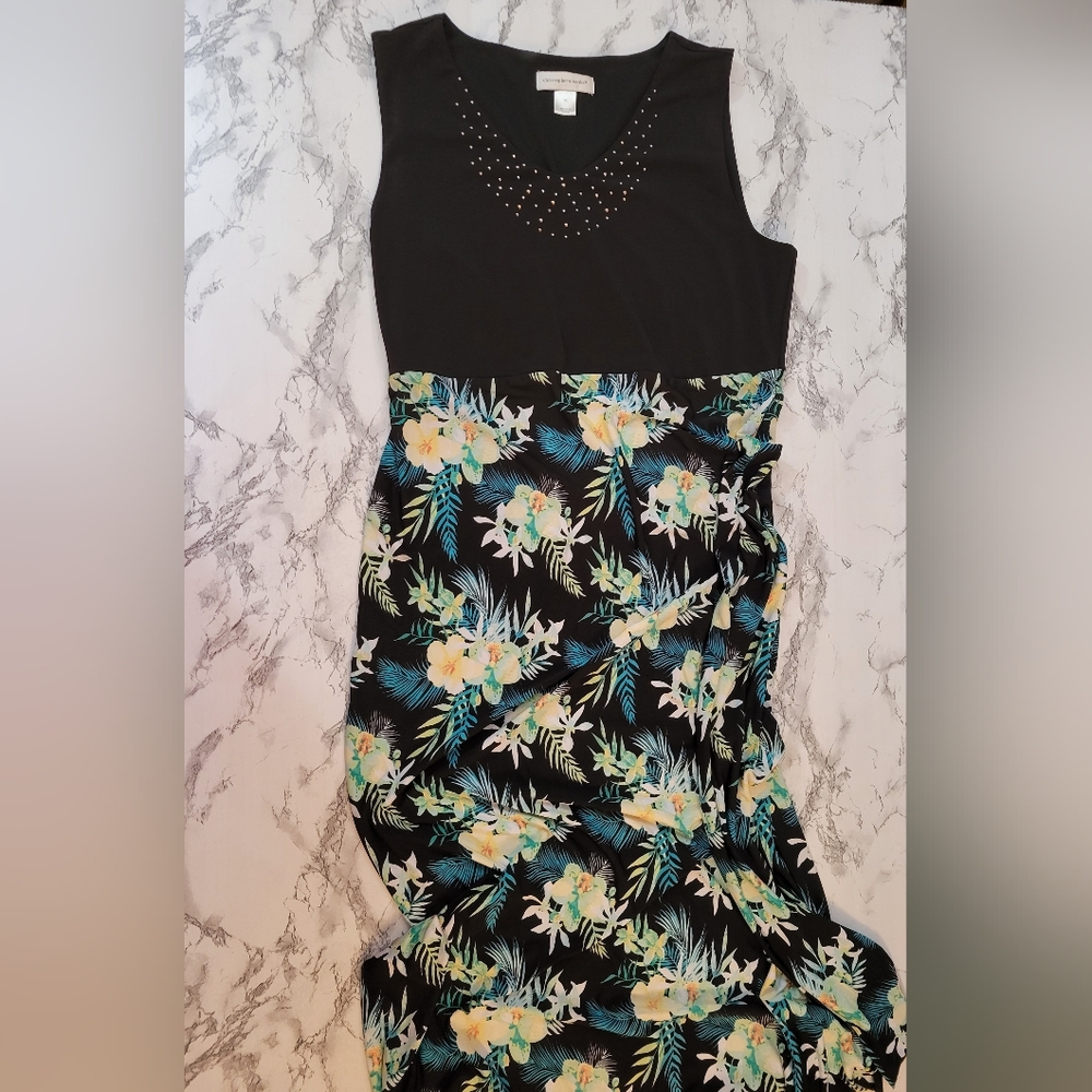 Christopher & Banks Floral Sleeveless Maxi Dress Medium